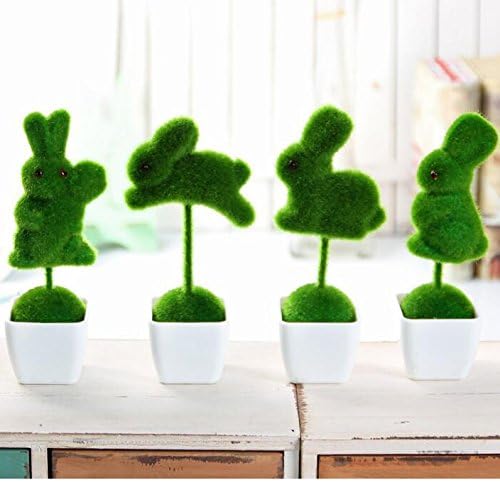 XuanMax Artificial Turf Ornaments Simulation Artificial Plants in Pot Faux Potted Bonsai Fake Green Grass Greenery Decoration for Indoor Outdoor Balcony Decor (Animal)
