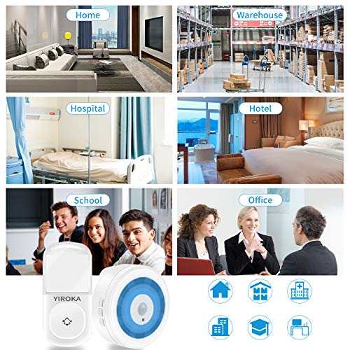 Wireless Doorbell, YIROKA Self-Generating Power Door Chime Operating at 500 Feet with Waterproof, 58 Chimes, 4 Volume & LED Indicator, No Batteries Required