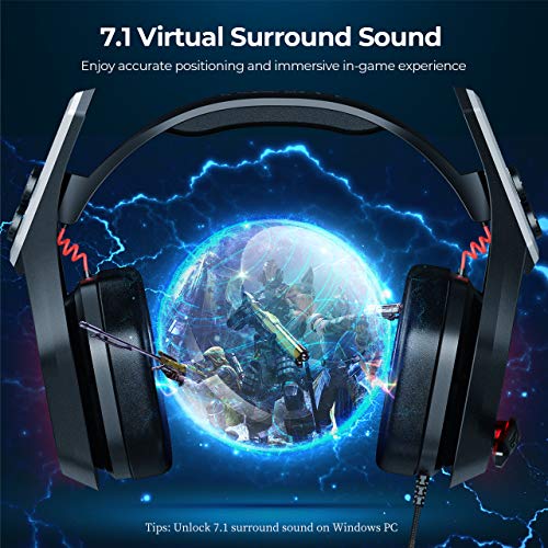 [Bass Edition] Mpow Iron Gaming Headset PS4 PC USB Headset, 7.1Surround
