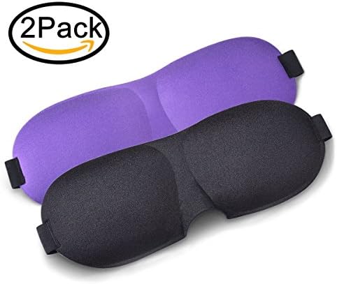 Sleep Mask 2 Pack 3D Sleeping Mask Lightweight Comfortable Super Soft Large Adjustable Contoured Eye Mask, Purple Sleep Mask Women, Black Sleeping Mask For Men, Travel Sleep Mask, Night Eye Mask