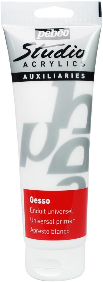 Pébéo - Studio Acrylics 250 ML Gesso - White Gesso Primer - Acrylic Paint Universal Primer to Prepare All Your Surfaces - 250 ml