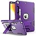 QQCASE for iPad 10.2 Case 2019,New iPad 7th Generation Case,Three Layer Shockproof Kickstand Anti-Scratch Hybrid Silicone Protective Case for Apple iPad 10.2 inch 2019 Release Purple Black