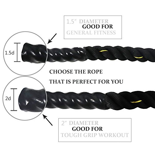 Grande Juguete Battle Rope - 1.5"/2" Width 30/40/50ft Length Fitness Rope Workout Training Undulation Rope Exercise