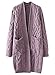 futurino Women's Chunky Twist Knitted Open Front Patch Pocket Long Cardigan Oversized Coat Lavender