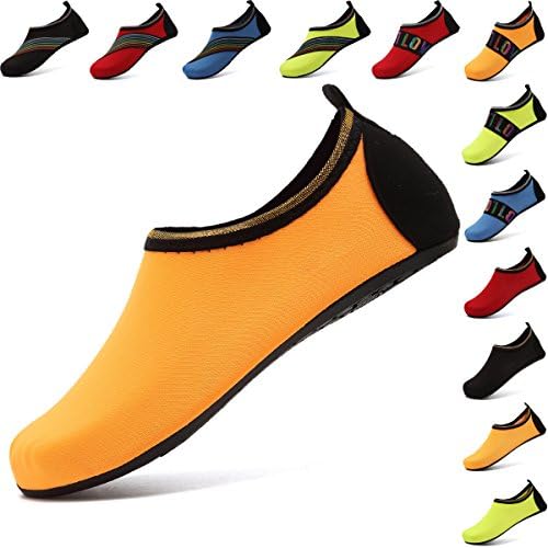 VIFUUR Water Sports Shoes Barefoot Quick-Dry Aqua Yoga Socks Slip-On For Men Women Kids SoidOrange-38/39