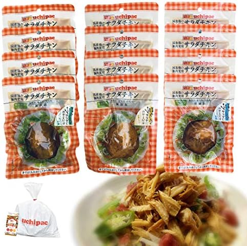 Amazon限定ブランド ウチパク 国産鶏胸肉使用 サラダチキンドレッシングin ほぐしてサラダにのせるだけ 3種類 4個 12パックセット 糖質off ダイエットに ノンオイル 常温保存 保存料着色料無添加