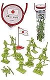 WWII Japanese Infantry with Flag World at War Toy Soldiers Series Plastic Army Men Figures 1/32 Scale 17 Pieces with Reusable Tube Storage