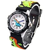 Vinmori Kid's Watch, with 3D Cartoon Dinosaur Silicone Band Waterproof Quartz Watch Gift for Children(Black)