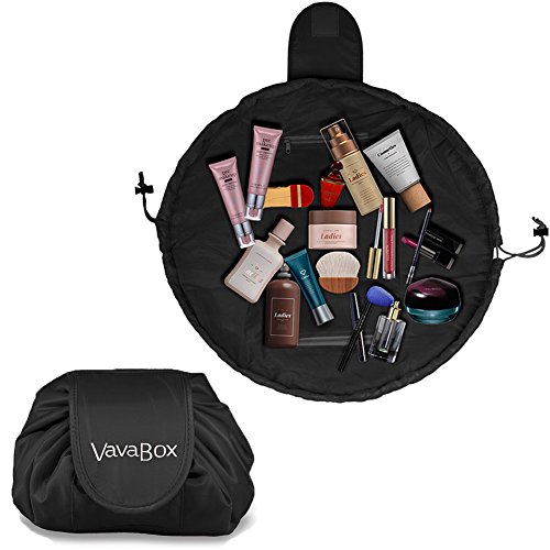 Lazy-Drawstring-Make-up-Bag-Portable-Large-Travel-Cosmetic-Bag-Pouch-Travel-Makeup-Pouch-Storage-Organiser-For-Women-Girl-Black