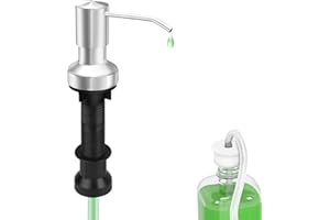 GMCOZY Kitchen Sink Soap Dispenser Brushed Nickel Countertop Soap Dispenser Pump with 47" Extension Tube Kit and 17 Oz Bottle Built in Bathroom Sink Soap Dispenser Dish Soap Pump