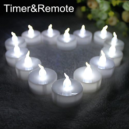 Topstone Battery-powered Flamless Tealight Candles,With 4H 6H 8H Timer and Remote-Control ,1 Dozen Pack (12)