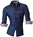 jeansian Men's Slim Fit Long Sleeves Casual Shirts 8561
