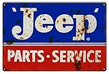 Reproduction Blue And Red Jeep Parts Sign. 12