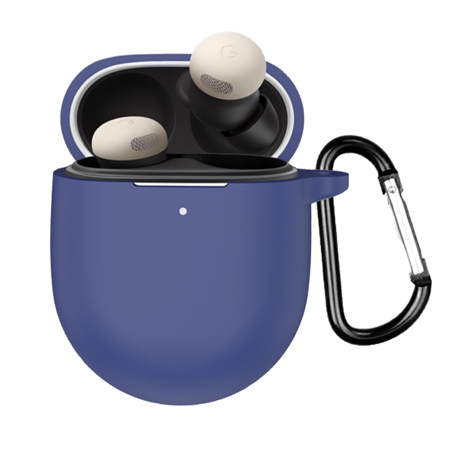 Case for Google Pixel Buds Pro/Pixel Buds Pro 2 with Carabiner,Anti-Scratch Premium Soft Silicone Full Protective Case,Shockproof Ultra Slim Headphone Protective Case for,Blue