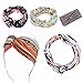 5 Count Headband Headwear - V-Fyee - Print Floral Women Elastic Head Wrap - Sport Yoga Stretchy Knotted Hair Band ((4 Floral, 1 Gray))