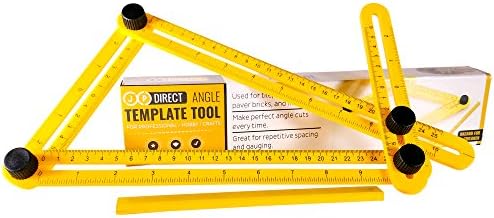 JP Direct Angle Template Tool | Angle-izer | Multi Angle Measuring | Ruler | Durable | Accurate | For Tile, Lumber, Paver Bricks, and More | Professional, Hobby, or Crafts | Free Contractors Pencil!