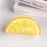 Large Fruit Print Hair Claws 4.1" Non Slip Thick Medium Hair Claws Clips Cute Vivid Color Women Girls Hair Accessories, Lemon Shape