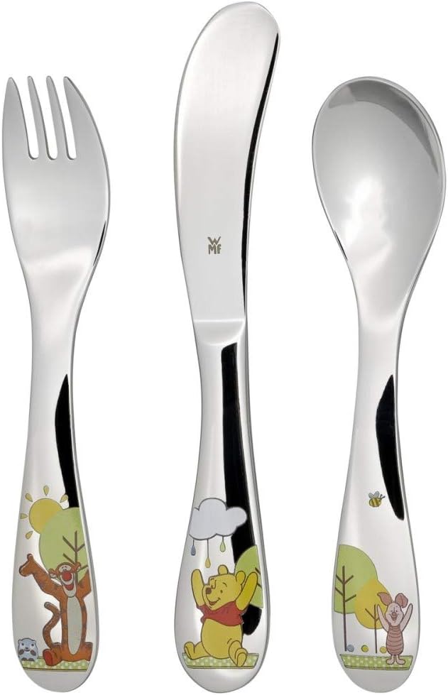 WMF Disney Winnie Pooh Babybesteck 3-teilig, Kinderbesteck ab 1 Jahr, Cromargan Edelstahl poliert, spülmaschinengeeignet, farb- und lebensmittelecht
