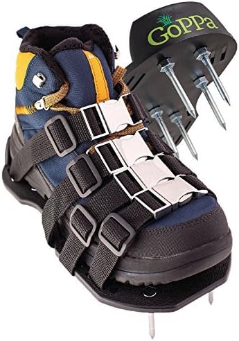 GoPPa Lawn aerator shoes – fully ASSEMBLED product, you only FIT ONCE on your gardening shoes. Ready for aerating your yard, lawn, roots & grass