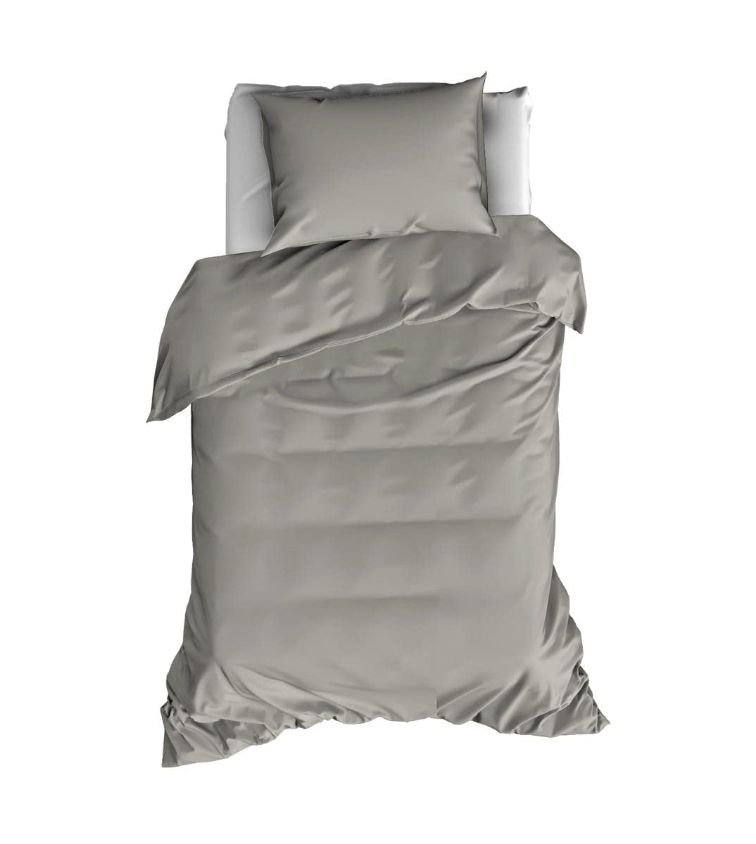 De Witte Lietaer Olivia Quality Satin Combed Cotton Duvet Cover Set, Light Grey/Dove, 140 x 200 cm + 1 Pillowcase