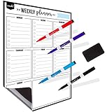 Magnetic Dry Erase Weekly Calendar for Fridge: with Stain Resistant Technology - 17x12