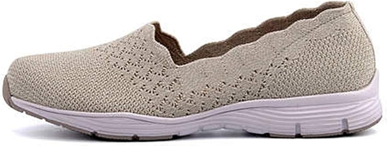 Amazon スケッチャーズ レディース スリッポン スニーカー シーガースタット 軽量 クッション性 美脚 ワイド カジュアル デイリー スポーツ ウォーキング Seager Stat w ナチュラル 24 0cm Skechers スケッチャーズ ローファー スリッポン