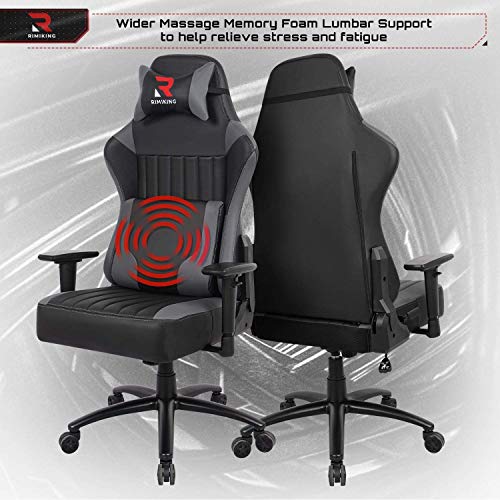 RIMIKING Big Tall Gaming ChairErgonomic High Back Adjustable 2D Arms
