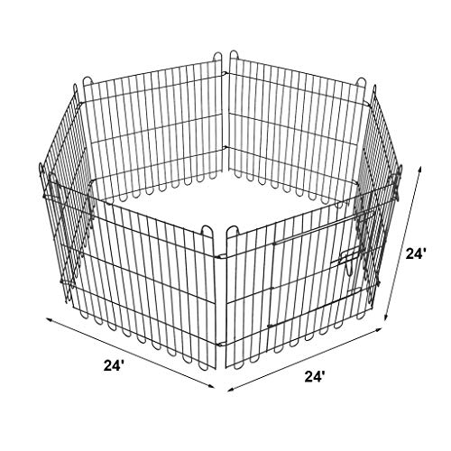 Pet Playpen, Dog Puppy Cat Fence, Foldable Square Tube Metal Wire Yard Fence, Small/Medium/Large Animal Cage Indoor Portable Isolation Protection Door - 24 inch 6 Sheet Metal Mesh, 60x60cm Black - Thumbnail 6