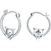 JUSTKIDSTOY Hypoallergenic Panda/Unicorn/Hummingbird/Dolphin Hoop Earrings for Women 925 Sterling Silver Animal Huggie Hoop Earrings Jewelry Gifts for Sensitive Ears