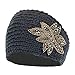 Soft Beaded Leaf Winter Headband Knit Ear Warmer, Warm Adjustable Headwrap