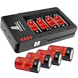 CR123A Rechargeable Battery for Arlo Cameras, 123A Lithium Batteries Rechargeable, Arlo Batteries Rechargeable and Charger, FARSAIL 8-Pack 3.7V RCR123A Batteries with Charger