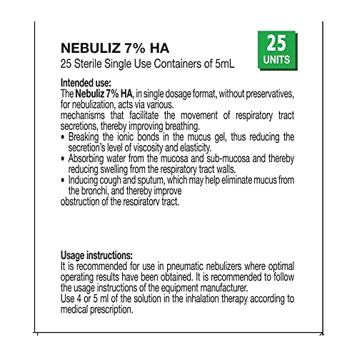Nebuliz 25 SingleDosage (5 ml) Sterile Solution Vials of Hypertonic