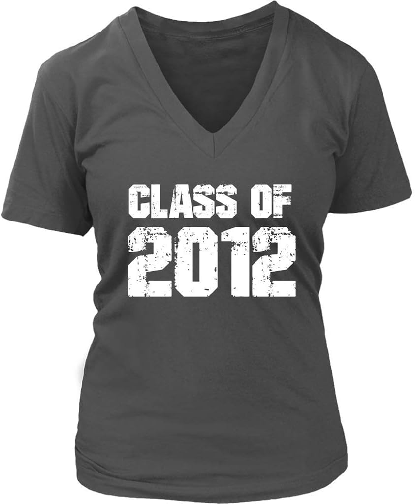 Womens Class of 2012 High School College Graduation Reunion Outfit V-Neck T-Shirt Plus Size XS-4XL