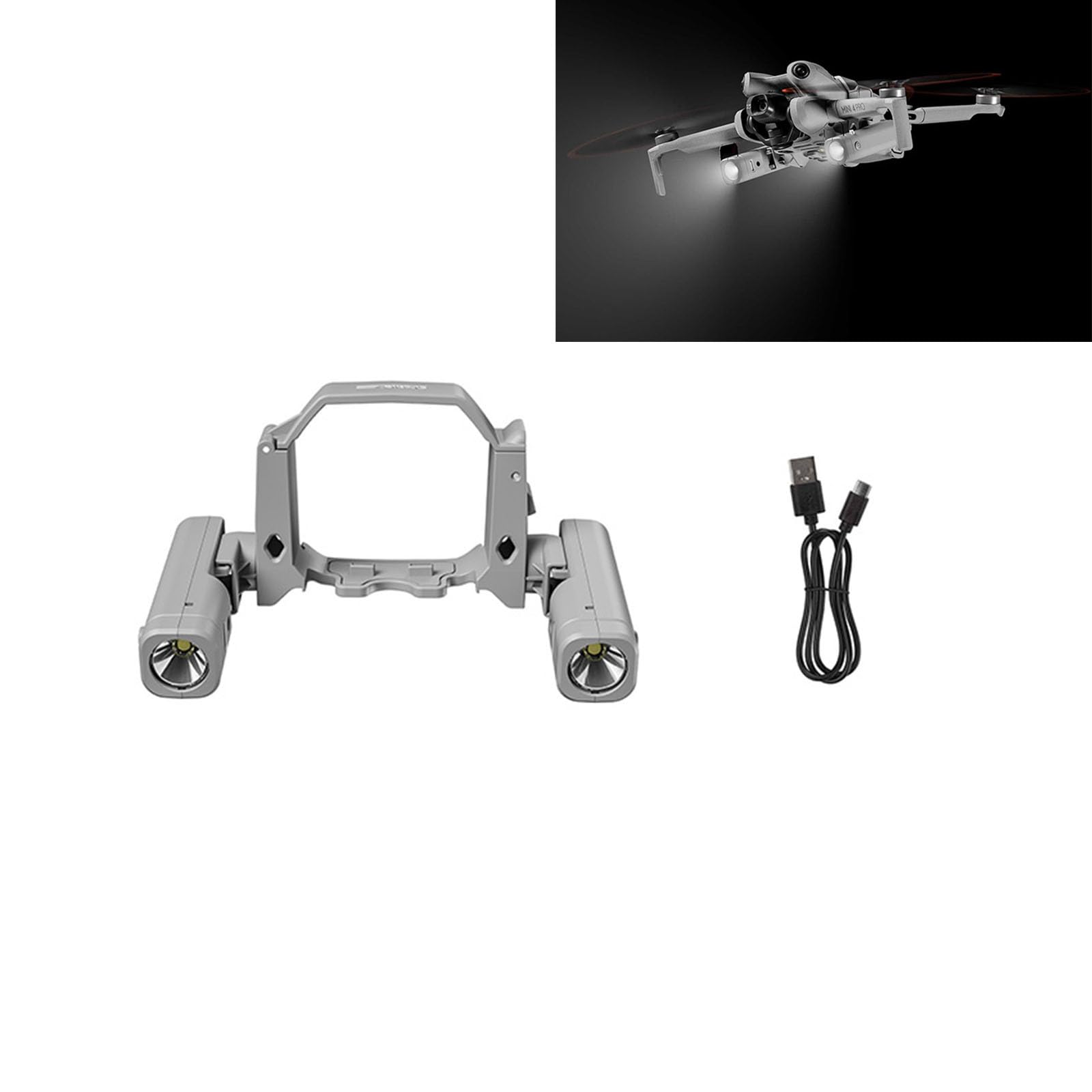 LICHIFIT Mini4 Pro Drone Searchlight Night Light for DJI Mini 4 Pro Rechargeable Dual Light 360° Rotation Multiple Modes Night Flight Light