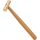 BENECREAT Brass Head Hammer with Wood Handle, 8.7inch Jewelry Making Hammers for Earrings Bracelets Tags Craft Making