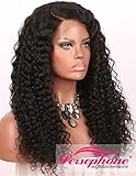 Persephone Pre Plucked 360 Lace Frontal Wig 150 Density Curly Brazilian Remy Full 360 Lace Human Hair Wigs with Baby Hair 360 Wig Human Hair for Black Women 18 Inch Natural Color