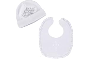 ESTAMICO Baptism Baby Boy Hat with Embroidered Cross Christening Baby Gifts Newborn Infant Beanie Hat
