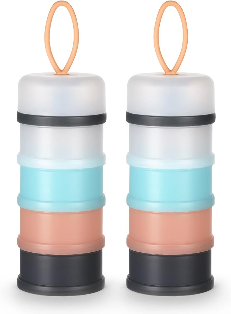 Vicloon Milk Powder Dispenser 4 Layer 120ml Each Gray Pink Blue 2Pcs