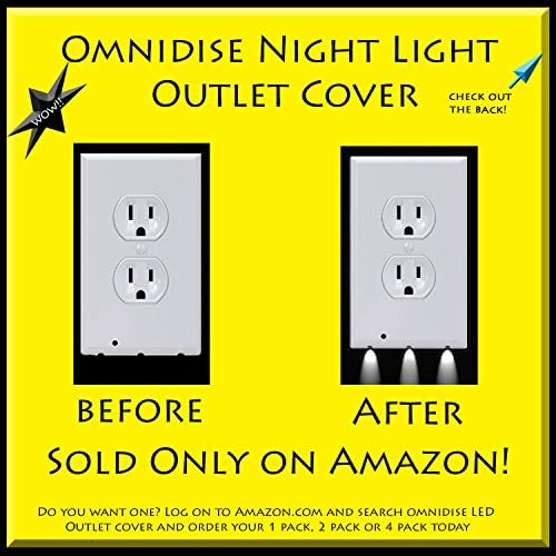LED Outlet Cover - Wall Plate With LED Night Light - Guide Light, Hallway Night Light, Child Safe, Best Led Night Light, Built In Light, 2 PACK, (Duplex, White)