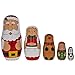 BestPysanky Santa, Mrs. Claus, Reindeer, Elf Wooden Nesting Dolls 6 Inches