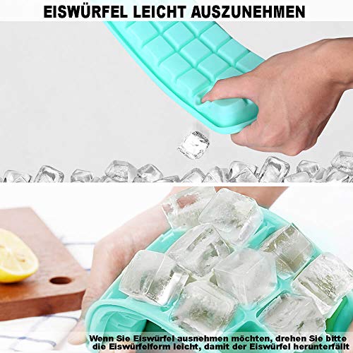 Ezilif Eiswürfelform Silikon mit Deckel 24-Fach 3er Pack, Eiswürfelformen Mit Deckel Ice Cube Tray LFGB Zertifiziert… – Bild 4