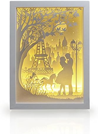 DIY Papercut Lighting Boxes Night Lamp Artcrat Playset for Adults and Kids,Baby Nursery Night Light Remote Control (Lover)