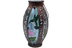 OUISJYER Solar Lanterns Outdoor Hanging Light - Hummingbird Solar Powered LED Glass Lights Decorative Waterproof Tabletop Hollowed-Out Design for Indoor Yard Table Patio Garden Pathway Holiday