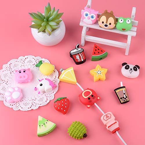 TUPARKA 18 Pcs Cable Protector for iPhone Charging Cable, Plastic Cute Fruit Drink Bottle Animal Unicorn Charging Cable Saver, USB Cable Saver Phone Accessory Protect Charger Cable - Thumbnail 6