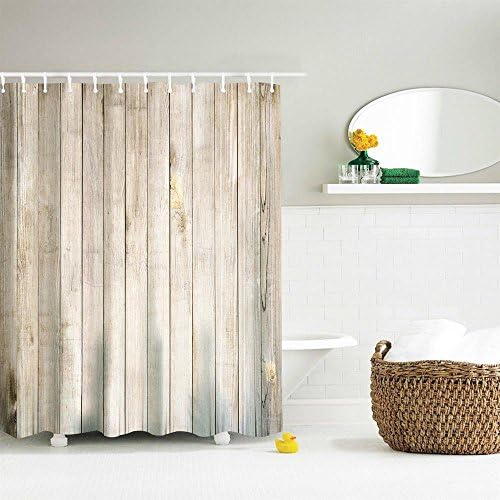 LANGYS 3D Waterproof Polyester Bath Curtain Bathroom Partition Curtain Cloth Bathroom Decoration Wood Door Bath Curtain (79 71 inches)