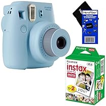 Fujifilm Instax Mini 8 Instant Film Camera (Blue) + Fujifilm Instax Mini Instant Film (20 sheets) + HeroFiber Ultra Gentle Cleaning Cloth
