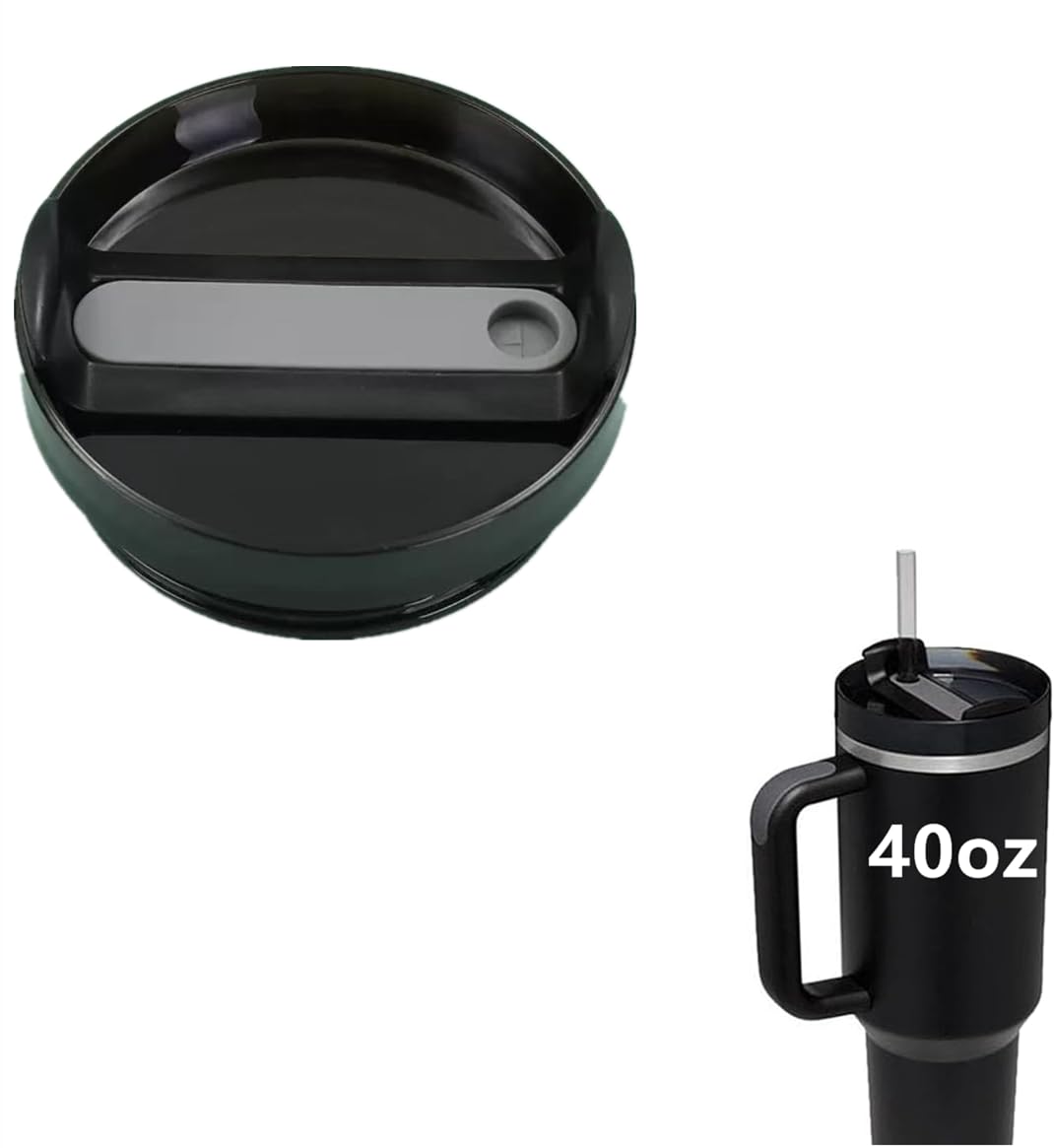Photo 1 of 1 Pcs Replacement 40 oz Tumbler Lid Compatible with Stanley Cup, Dustproof Spill Proof Splash Resistant Tumbler Covers Fit for Stanley Tumbler and More Coffee Mugs (Black)