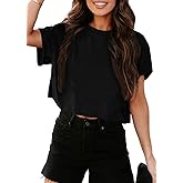 UNCLECAT Women's Cropped T Shirts Trendy Short Sleeve Crew Neck Crop Tops Solid Basic Tee