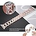 Secbolt Bling Bands Compatible Apple Watch Band 42mm 44mm iWatch Series 6 5 4 3 2 1 SE Women Dressy Jewelry D-link Stainless Steel Wristband Strap, Rose Gold