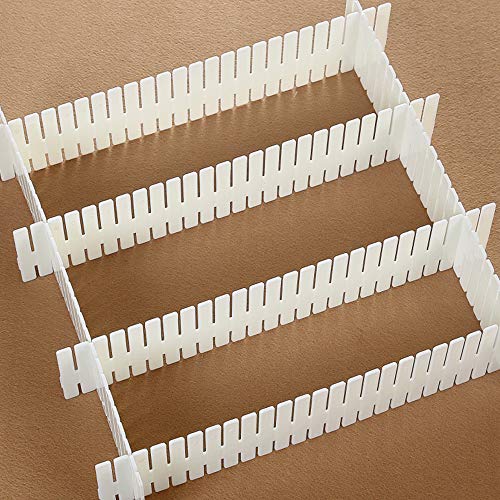 ShineMe Drawer Organizer 24pcs DIY Plastic Drawer Dividers Household Storage ShineMe Thickening Housing Spacer Sub-Grid Finishing Shelves for Home Tidy Closet Stationary Makeup Socks Organizer (White)
